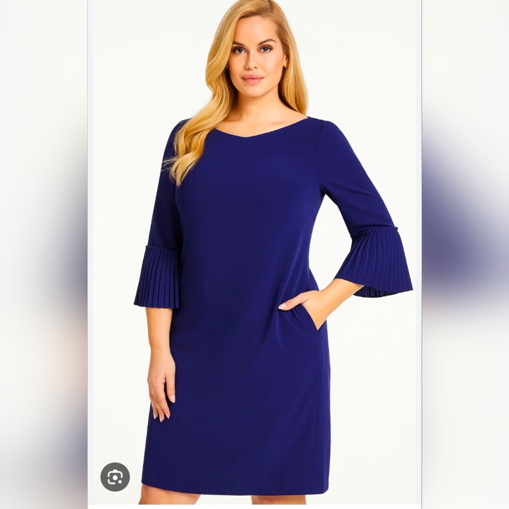 Escada/Navy Blue Dress Sz 38